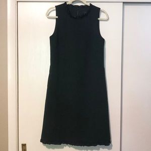 J. Crew Dark Forest Green Ruffle Trim Shift Dress